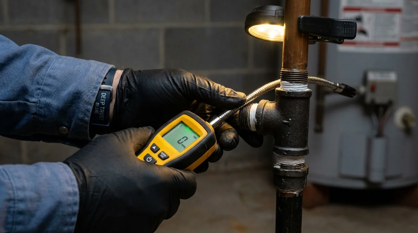 Gas leak detection with electronic sniffer by Johns Plumbing LLC in Lucerne