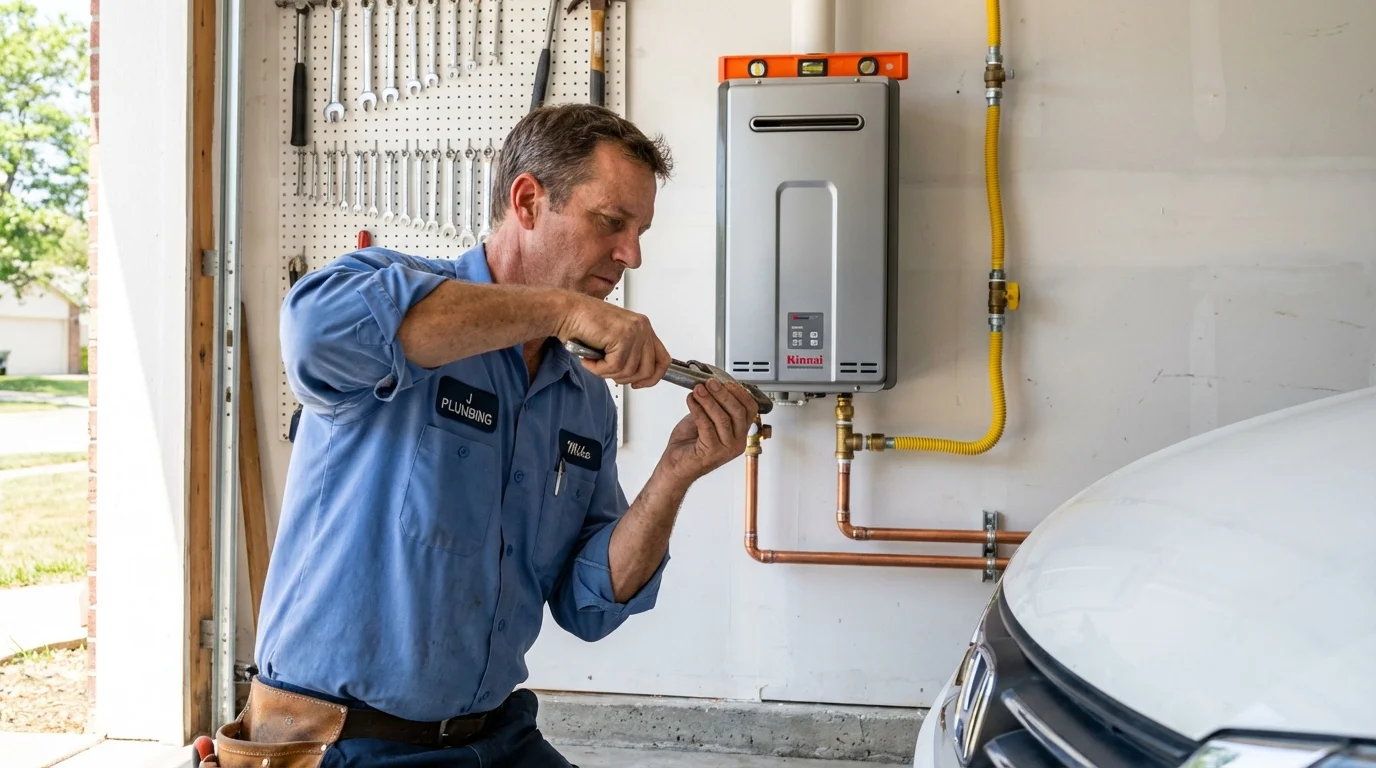 Tankless water heater installation by a Johns Plumbing LLC plumber in Lucerne